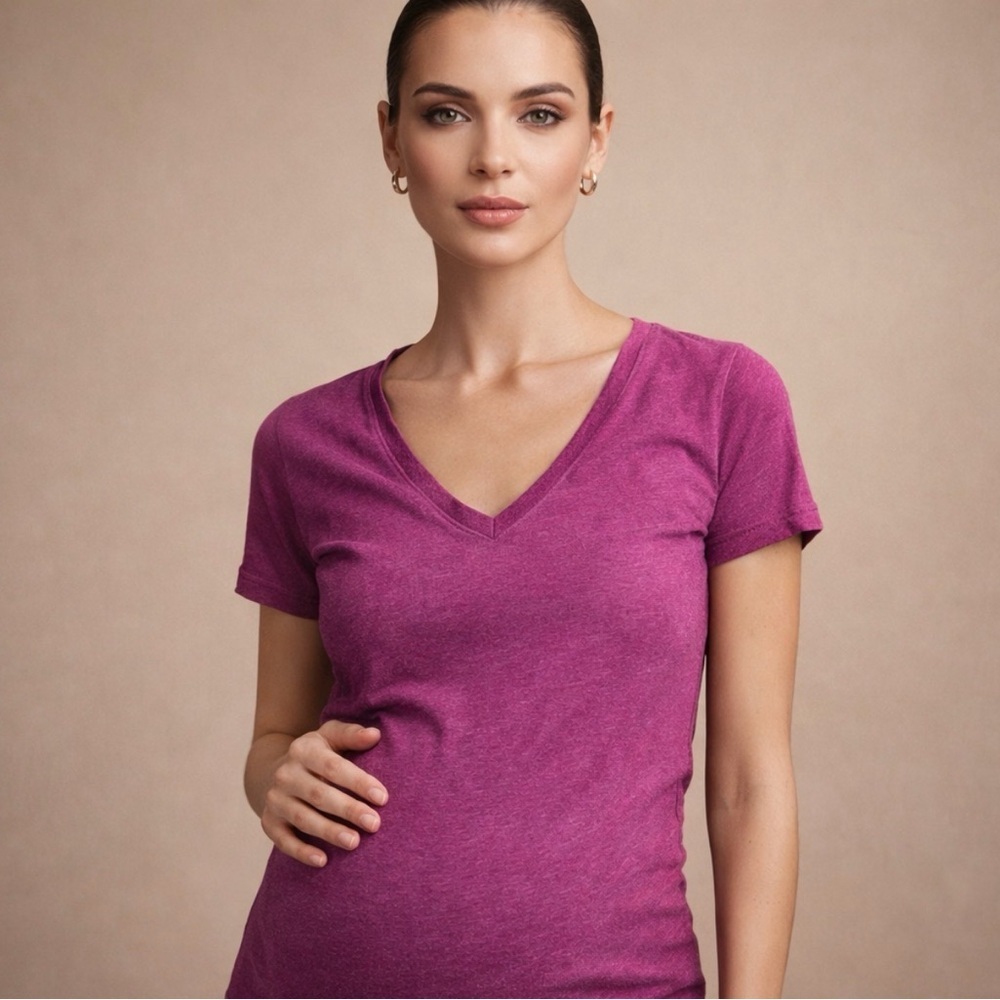 Isabel Maternity V-Neck Tee - Pink/Purple Size Large